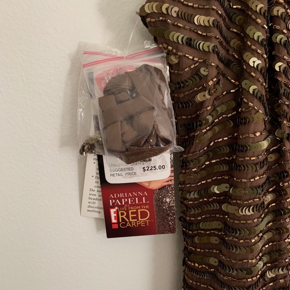 Adrianna Papell Silk Strapless Beaded Dress - Picture 6 of 7